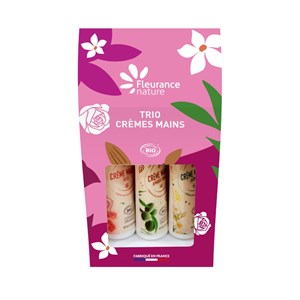 Trio crèmes mains amande rose jasmin