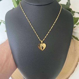 Pendentif cœur arbre de vie en acier inoxydable doré