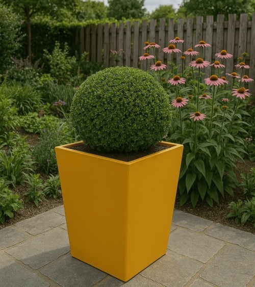 Jardinière carré en métal - jaune miel