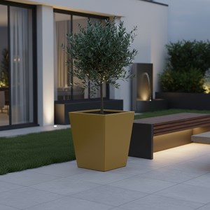 Jardinière carré en métal  - jaune miel