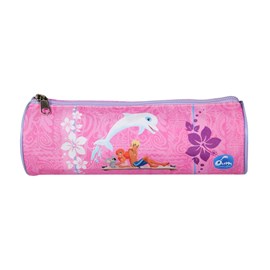 Bagtrotter trousse scolaire ronde oum le dauphin rose
