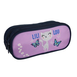 Bagtrotter trousse scolaire 2 compartiments lili lou violet