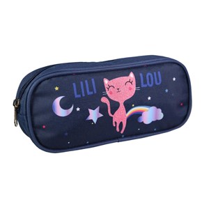 Bagtrotter trousse scolaire rectangulaire lili lou bleu