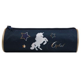 Bagtrotter trousse scolaire ronde cybel bleue et dorée