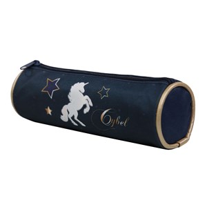 Bagtrotter trousse scolaire ronde cybel bleue et dorée