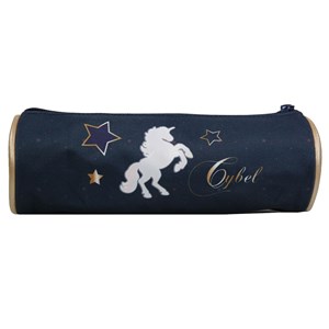 Bagtrotter trousse scolaire ronde cybel bleue et dorée