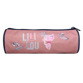 Bagtrotter trousse scolaire ronde lili lou rose plumes