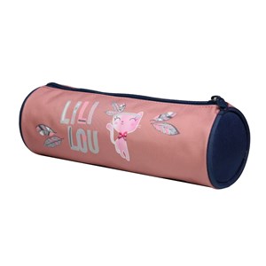 Bagtrotter trousse scolaire ronde lili lou rose plumes