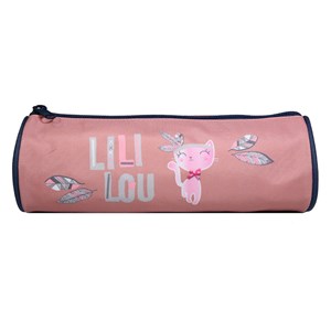 Bagtrotter trousse scolaire ronde lili lou rose plumes