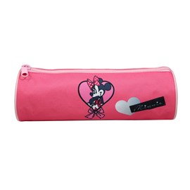 Bagtrotter trousse scolaire ronde minnie rose noeud
