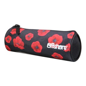 Bagtrotter trousse scolaire ronde offshore noir coquelicots
