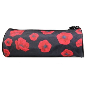 Bagtrotter trousse scolaire ronde offshore noir coquelicots