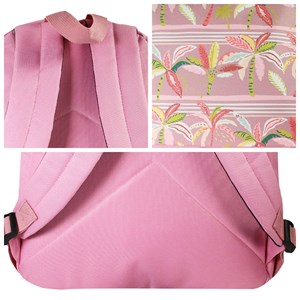 Bagtrotter - offshore - sac à dos scolaire - rose - palmiers - 1 compartiment