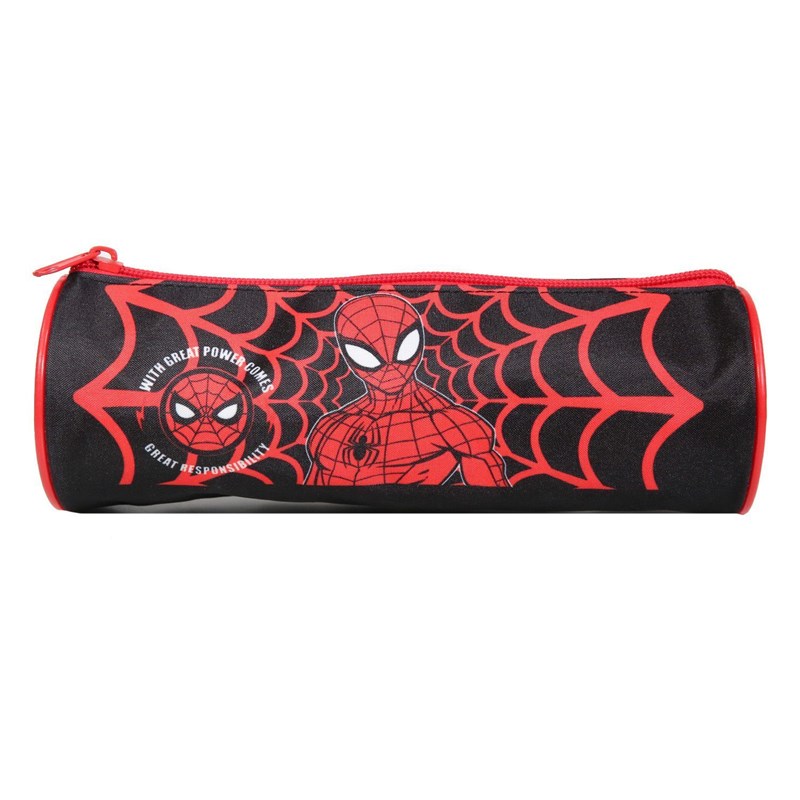 Bagtrotter trousse scolaire ronde marvel spider-man noire toile d'araignée
