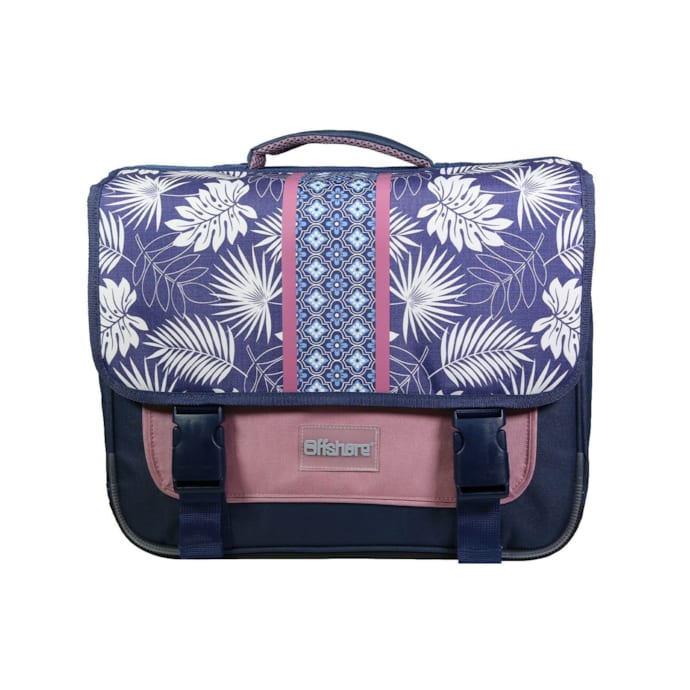 Cartable 38 Cm Offshore Hibiscus Fleurs Bleu - Sac D'École Résistant Pour Enfants