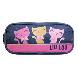 Bagtrotter trousse scolaire rectangulaire lili lou 3 chats bleu