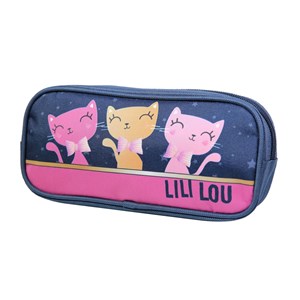 Bagtrotter trousse scolaire rectangulaire lili lou 3 chats bleu