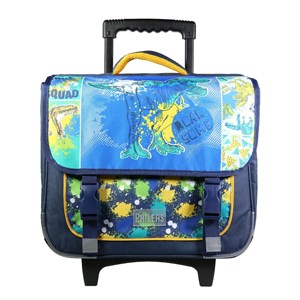 Bagtrotter cartable à roulettes 38 cm phileas bleu dinosaure