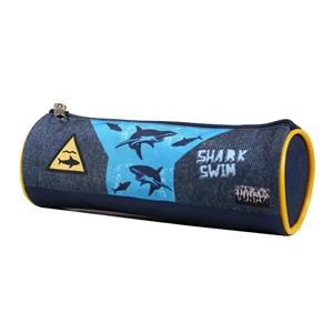 Bagtrotter trousse scolaire ronde vorax bleue requins