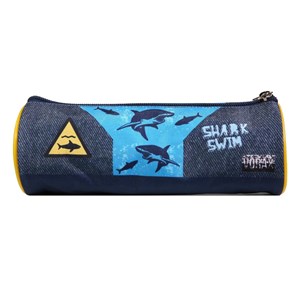Bagtrotter trousse scolaire ronde vorax bleue requins