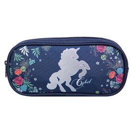 Bagtrotter trousse scolaire rectangulaire cybel cheval licorne bleu fleurs