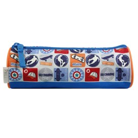 Bagtrotter trousse scolaire ronde phileas bleue skate