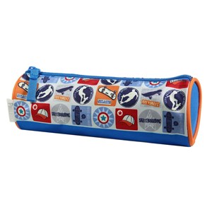 Bagtrotter trousse scolaire ronde phileas bleue skate