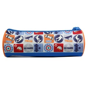 Bagtrotter trousse scolaire ronde phileas bleue skate