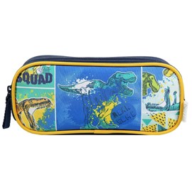 Bagtrotter trousse scolaire 2 compartiments phileas bleue dinosaure