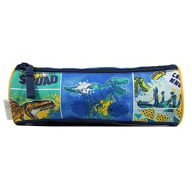 Bagtrotter trousse scolaire ronde phileas bleue dinosaure