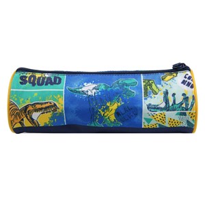 Bagtrotter trousse scolaire ronde phileas bleue dinosaure