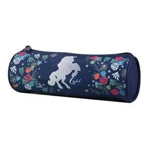 Bagtrotter trousse scolaire ronde cybel cheval licorne bleue