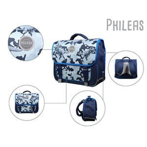 Bagtrotter cartable 38 cm phileas dinosaures bleu - le plus confortable des