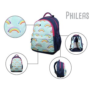 Bagtrotter sac à dos 2 compartiments phileas arc en ciel bleu - le plus