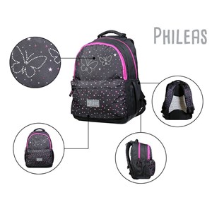 Bagtrotter sac à dos 2 compartiments phileas papillons noir - le plus