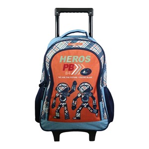 Bagtrotter sac à dos à roulettes poivre blanc robots orange