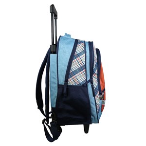 Bagtrotter sac à dos à roulettes poivre blanc robots orange