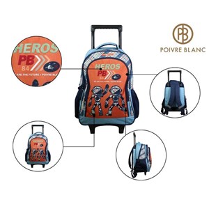 Bagtrotter sac à dos à roulettes poivre blanc robots orange