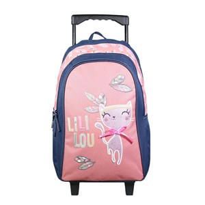 Bagtrotter sac à dos à roulettes lili lou chat rose