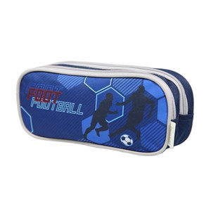 Trousse scolaire 2 compartiments phileas football bleue bagtrotter