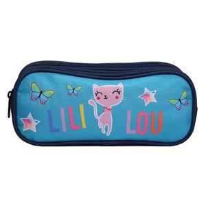 Trousse scolaire 2 compartiments lili lou chat bleue bagtrotter