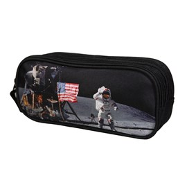 Trousse scolaire 2 compartiments nasa astronaute noire bagtrotter