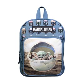 Sac à dos 31 cm avec poche baby yoda star wars - the mandalorian bleu et