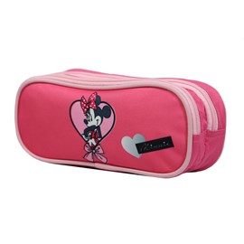 Trousse scolaire 2 compartiments disney minnie coeur rose bagtrotter