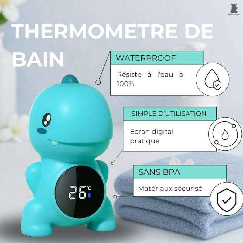 Thermomètre bain bébé digital (dinosaure) (Hello Hippo) - Image 1