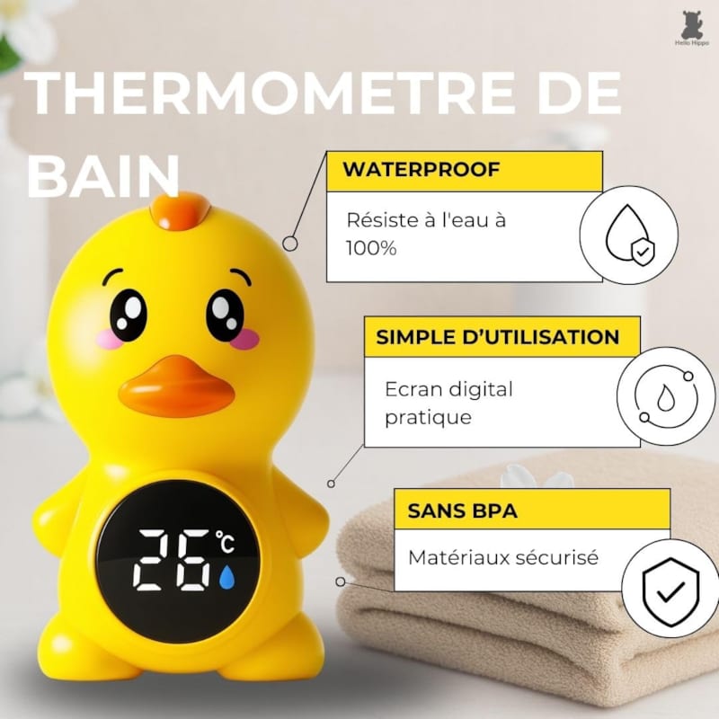 Thermomètre bain bébé digital (poussin) (Hello Hippo) - Image 1