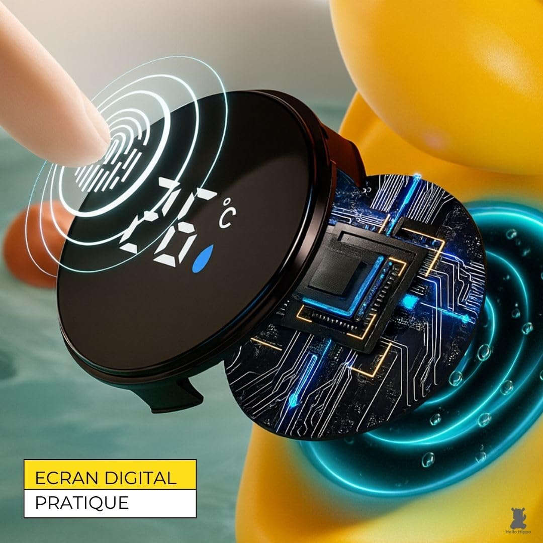 Thermomètre De Bain Bébé Digital Hello Hippo - Flottant, étanche, Alerte 3 Couleurs, écran Tactile, BPA Free - 11