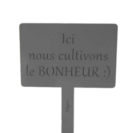 Étiquette de jardin à planter avec citation - gris - 100% acier galvanisé