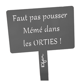 Étiquette de jardin à planter avec citation - gris - 100% acier galvanisé