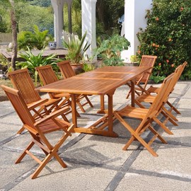 Lubok table rectangulaire 6 chaises et 2 fauteuils en teck huilé
